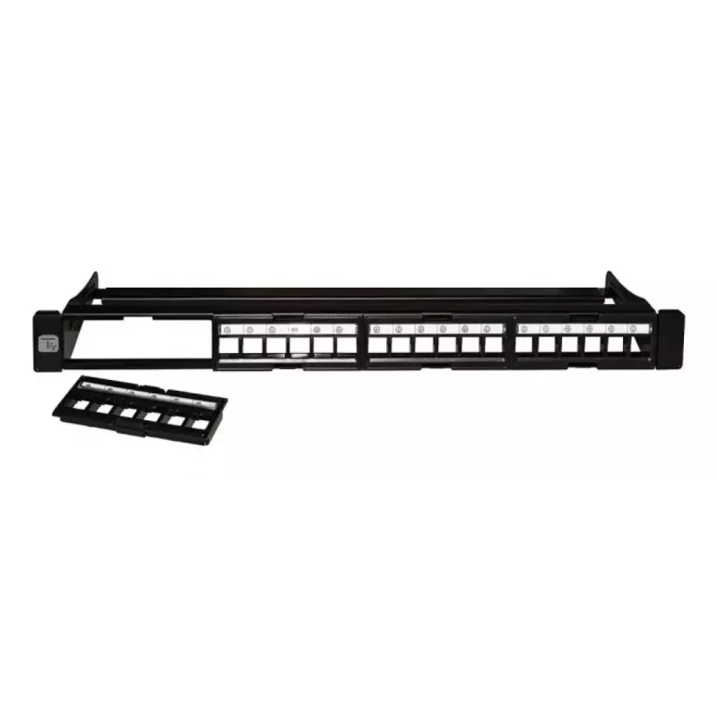 Patch panel modular Techly 24 posiciones UTP con módulos extraíbles 1HE negro