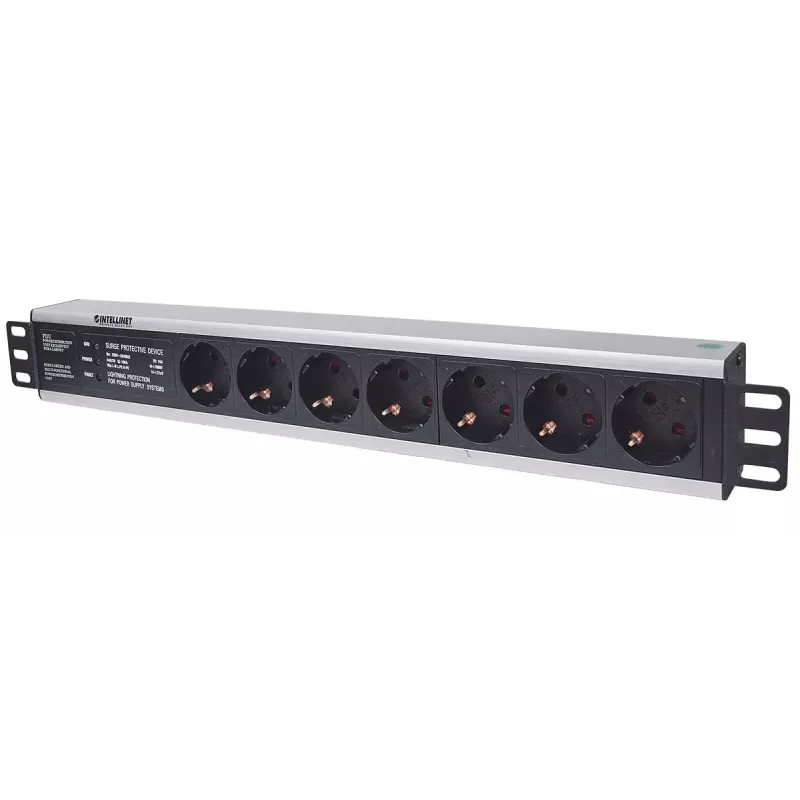 Regleta de enchufes para rack Intellinet 19 pulgadas 1,5HE 7 tomas tipo F