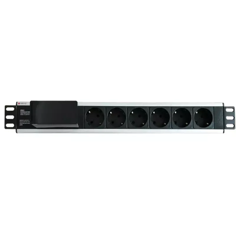 Regleta de enchufes (PDU) Techly I-CASE STRIP-16SH 6 salidas AC 1.5HE negro, plateado