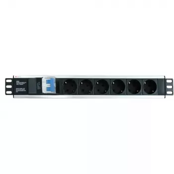 Regleta de enchufes (PDU) Techly I-CASE STRIP-16SH 6 salidas AC 1.5HE negro, plateado