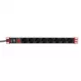 Techly 106893 regleta PDU rack de 19 pulgadas 1U, 8x Schuko, 250 V/16 A, 3500 W, cable de 3 m, aluminio, negra