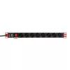 Techly 106893 regleta PDU rack de 19 pulgadas 1U, 8x Schuko, 250 V/16 A, 3500 W, cable de 3 m, aluminio, negra