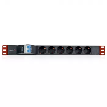 Unidad de distribución de energía (PDU) Techly I-CASE STRIP-61UD 6 salidas AC 1U negra, roja
