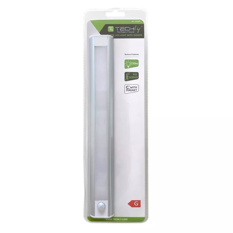 Techly 026289 panel de iluminación LED magnético para armario rack de 19 pulgadas, sensor de movimiento y táctil, fuente de alimentación de 12 V DC, cable de 3 m