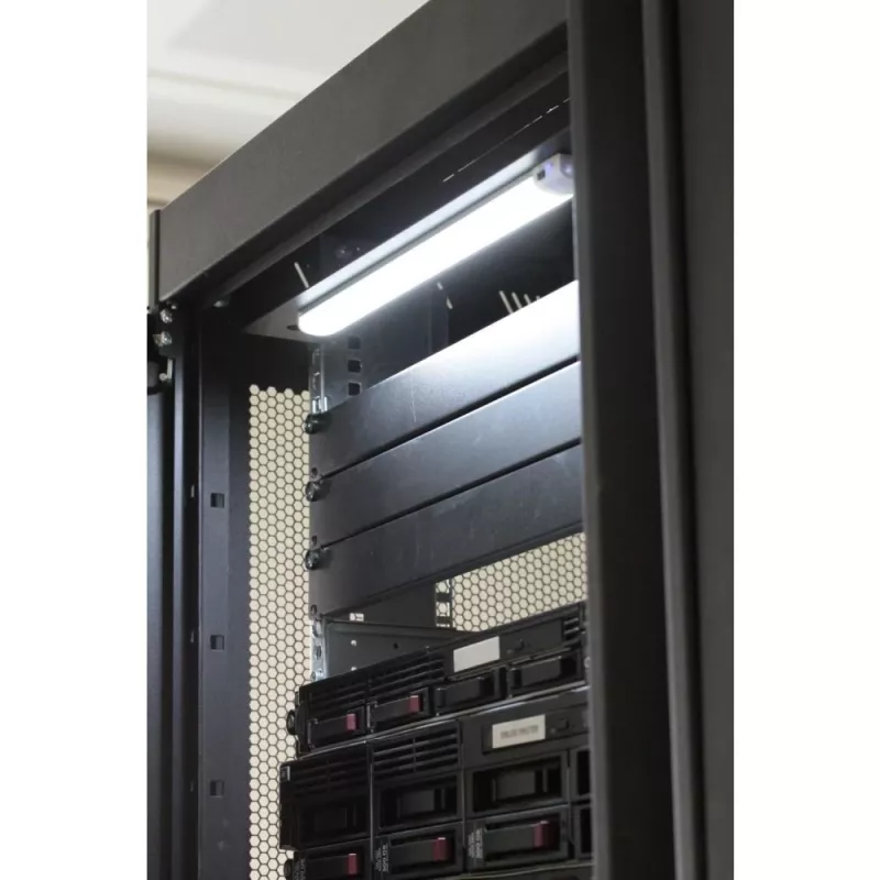 Techly 026289 panel de iluminación LED magnético para armario rack de 19 pulgadas, sensor de movimiento y táctil, fuente de alimentación de 12 V DC, cable de 3 m