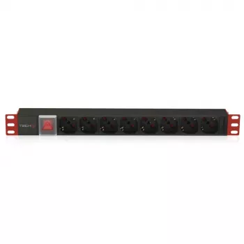 Unidad de distribución de energía (PDU) Techly I-CASE STRIP-18C20 8 salidas AC 1U negra, roja