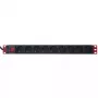 Regleta de enchufes Techly 9 tomas 19 pulgadas rack conector Schuko interruptor 1HE negro rojo