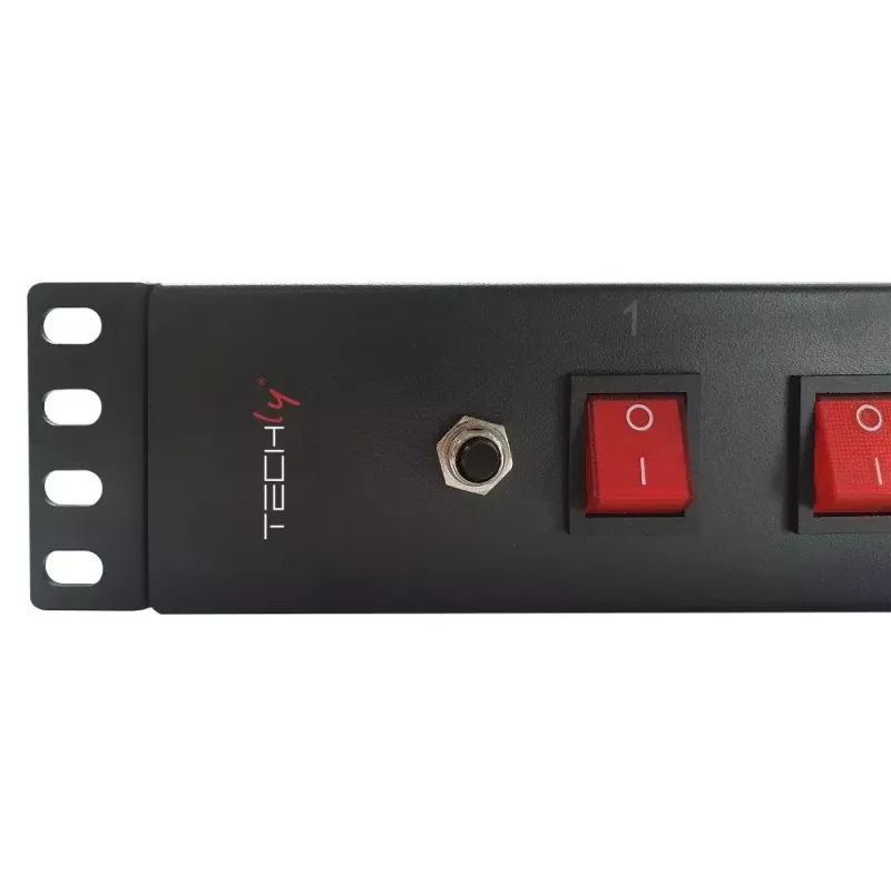 Regleta de enchufes Techly 8 tomas 19 pulgadas rack con 8 interruptores ON/OFF 1,5HE