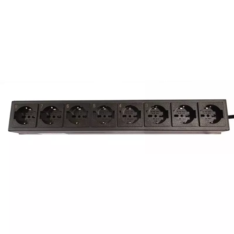Regleta de enchufes Techly 8 tomas 19 pulgadas rack con 8 interruptores ON/OFF 1,5HE