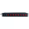 Regleta de enchufes Techly 8 tomas 19 pulgadas rack con 8 interruptores ON/OFF 1,5HE