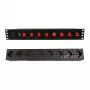 Regleta de enchufes Techly 8 tomas 19 pulgadas rack con 8 interruptores ON/OFF 1,5HE