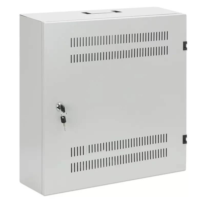 Intellinet 713641 armario mural de perfil bajo de 19 pulgadas, carriles 4U horizontales + 2U verticales, 170 mm (6,7 pulgadas) de profundidad, 540x550 mm, puerta con cerradura, 60 kg, IP20, gris RAL 7035