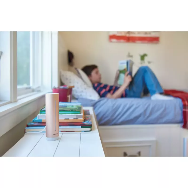 Netatmo NHC-EC Healthy Home Coach monitor inteligente de calidad del aire interior, CO2 0–5000 ppm, humedad, temperatura, ruido 35–120 dB, Wi-Fi, Apple HomeKit, alimentación de red