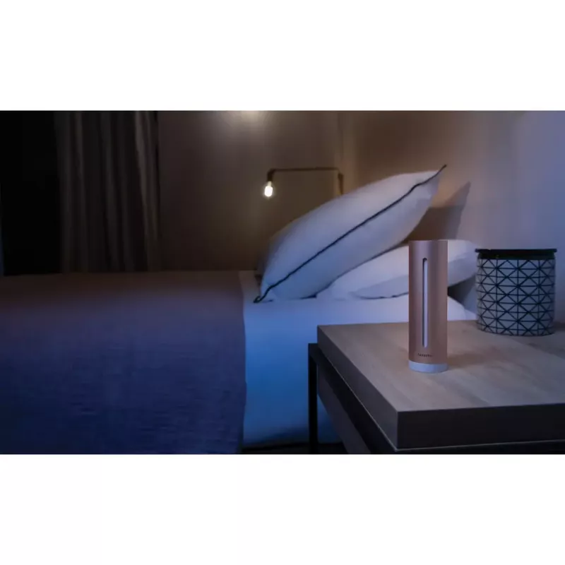 Netatmo NHC-EC Healthy Home Coach monitor inteligente de calidad del aire interior, CO2 0–5000 ppm, humedad, temperatura, ruido 35–120 dB, Wi-Fi, Apple HomeKit, alimentación de red