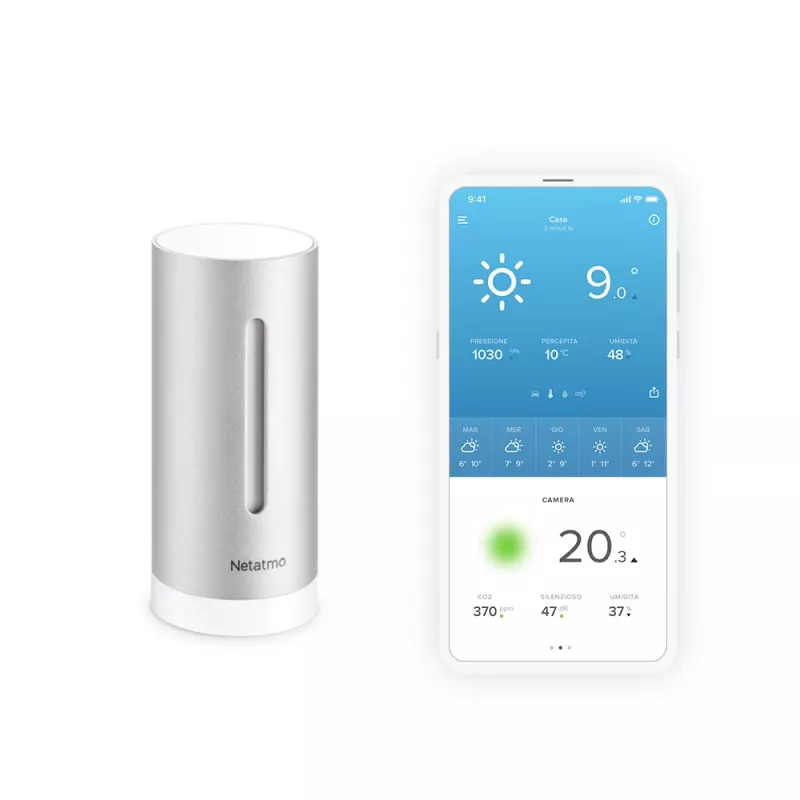 Netatmo Módulo interior inteligente adicional, inalámbrico, 0,3°, 3%, duraluminio, aluminio, AAA