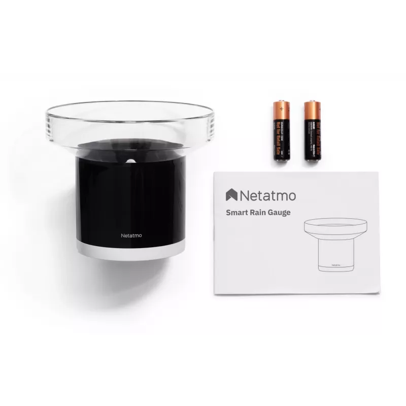 Netatmo Pluviómetro inteligente, batería, AAA, 1,5 V, 130 mm, 130 mm, 110 mm