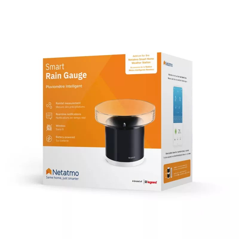 Netatmo Pluviómetro inteligente, batería, AAA, 1,5 V, 130 mm, 130 mm, 110 mm