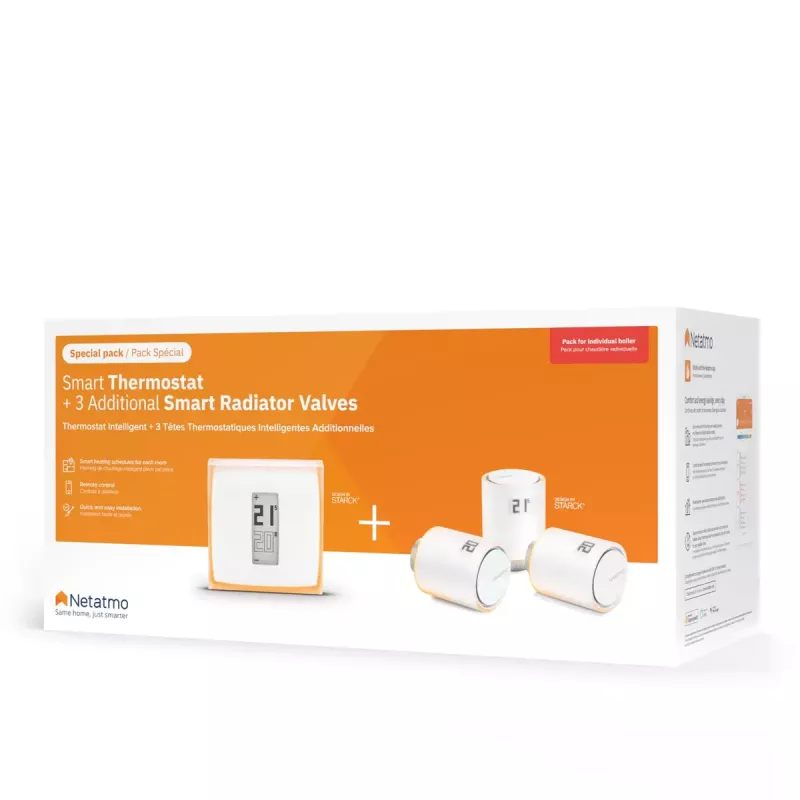 Netatmo Pack: Termostato inteligente + 3 válvulas de radiador inteligentes adicionales