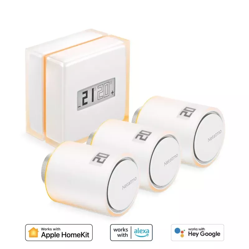 Netatmo Pack: Termostato inteligente + 3 válvulas de radiador inteligentes adicionales