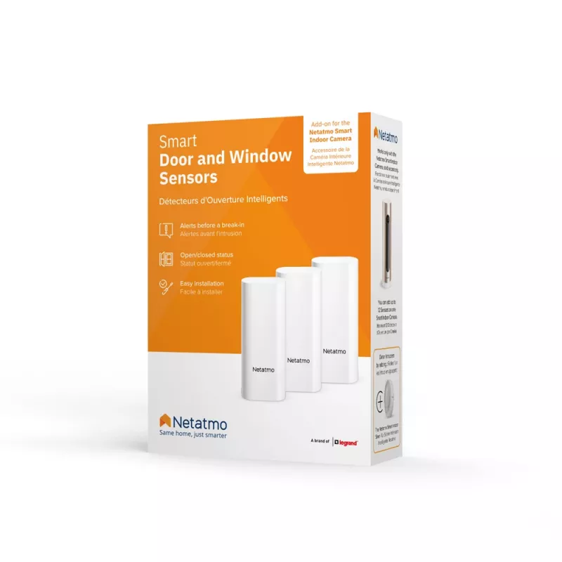 Sensor de puerta/ventana Netatmo DTG-EC inalámbrico resistente a la intemperie 3 V (2×AAA), alcance 80 m, blanco, set de 3 uds.