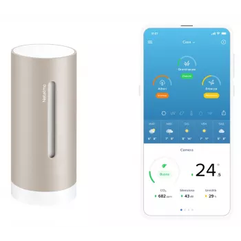 Estación meteorológica digital Netatmo NIM-S Sand — termómetro interior, higrómetro, calidad del aire, alimentación por pilas (AAA)