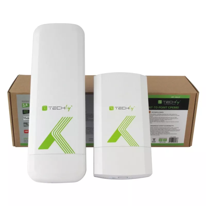 Techly I-WL-CPE880 (108439) CPE / punto de acceso / repetidor para exteriores, Wi-Fi 802.11n, 5,8 GHz, 15 dBi, 300 Mbps, puente Point-to-Point / Point-to-Multipoint