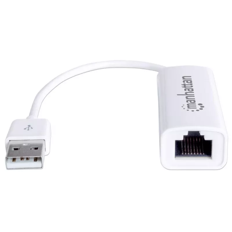Manhattan 506731 adaptador de USB 2.0 a Fast Ethernet, de USB a RJ45, 10/100 Mbps, blanco
