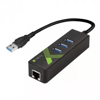 Techly IDATA USB-ETGIGA-3U2 Dock para portátil/Replicador de puertos USB 3.2 Gen 1 (3.1 Gen 1) Type-A Negro