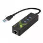 Techly IDATA-USB-ETGIGA-3U2 (105803) adaptador de USB 3.0 a Gigabit Ethernet con hub USB 3.0 de 3 puertos, USB-A, RJ45, aluminio