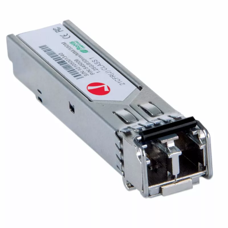 Intellinet Módulo transceptor óptico, Gigabit Fiber SFP Mini-GBIC, 1000Base-Sx (LC) puerto multimodo, 550 m, longitud de onda 850 nm, Ethernet, Fibre, compatible con MSA, equivalente a Cisco GLC-SX-MM, tres años de garantía