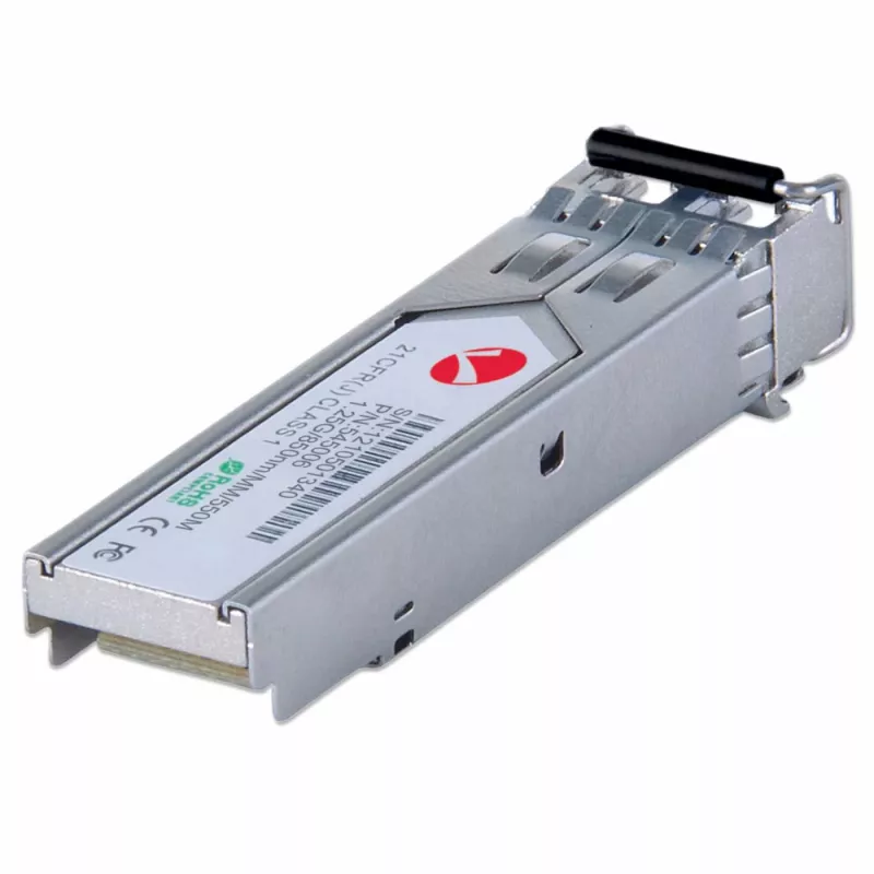 Intellinet Módulo transceptor óptico, Gigabit Fiber SFP Mini-GBIC, 1000Base-Sx (LC) puerto multimodo, 550 m, longitud de onda 850 nm, Ethernet, Fibre, compatible con MSA, equivalente a Cisco GLC-SX-MM, tres años de garantía