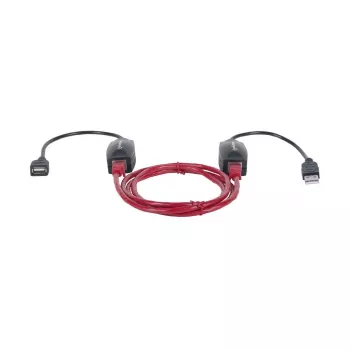 Manhattan Extensor de línea USB-A, para uso con cable de red RJ45 (no incluido), extiende dispositivos USB hasta 60 m, alimentación por bus, compatible con cable de red Cat5e/Cat6/Cat6A RJ45, negro, tres años de garantía