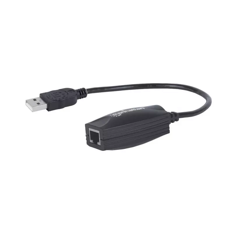 Manhattan Extensor de línea USB-A, para uso con cable de red RJ45 (no incluido), extiende dispositivos USB hasta 60 m, alimentación por bus, compatible con cable de red Cat5e/Cat6/Cat6A RJ45, negro, tres años de garantía