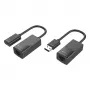 Techly IUSB-EXTENDTY2 Adaptador de cable RJ-45 USB 2.0 Type-A negro