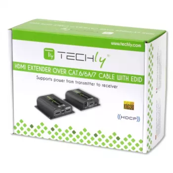 Techly IDATA EXT-E70POED Extensor AV transmisor y receptor AV Negro