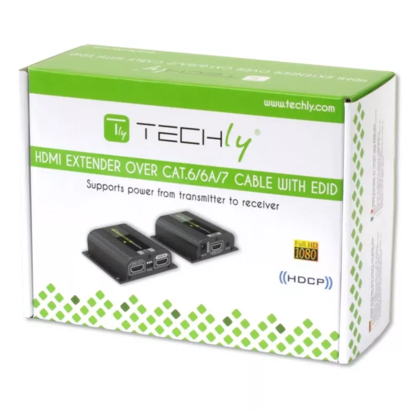 Techly IDATA EXT-E70POED Extensor AV transmisor y receptor AV Negro