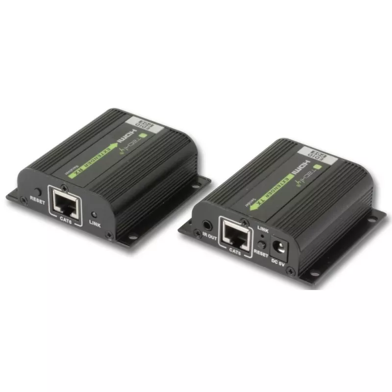 Techly IDATA EXT-E70POED Extensor AV transmisor y receptor AV Negro