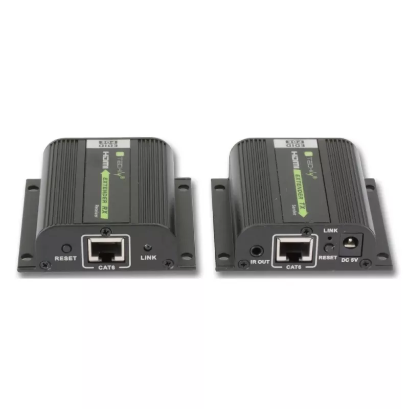 Techly IDATA EXT-E70POED Extensor AV transmisor y receptor AV Negro