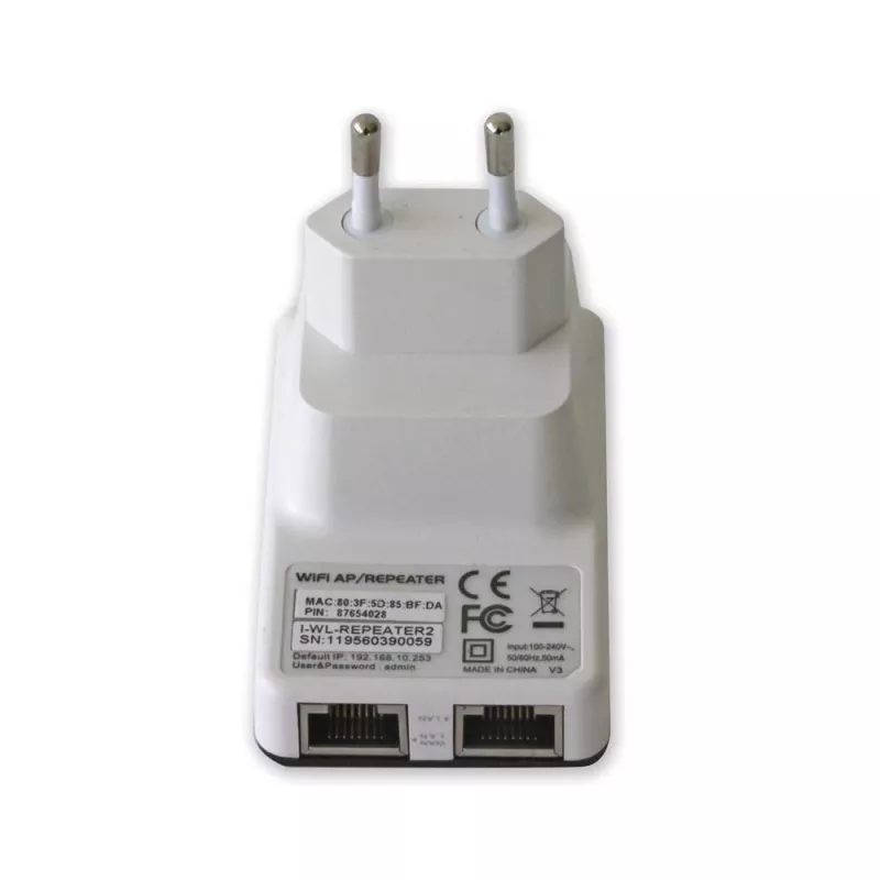 Techly I-WL-REPEATER2 (301078) minirrouter inalámbrico / repetidor 300N de enchufe, Wi-Fi 4 (802.11n), 2,4 GHz, 300 Mbps