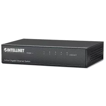 Intellinet Switch Gigabit Ethernet de 5 puertos, tamaño sobremesa, carcasa de metal, IEEE 802.3az (Energy Efficient Ethernet)