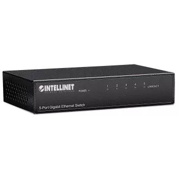 Intellinet Switch Gigabit Ethernet de 5 puertos, tamaño sobremesa, carcasa de metal, IEEE 802.3az (Energy Efficient Ethernet)