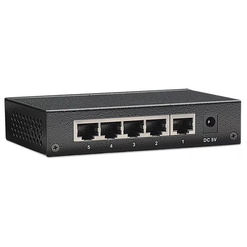 Intellinet Switch Gigabit Ethernet de 5 puertos, tamaño sobremesa, carcasa de metal, IEEE 802.3az (Energy Efficient Ethernet)