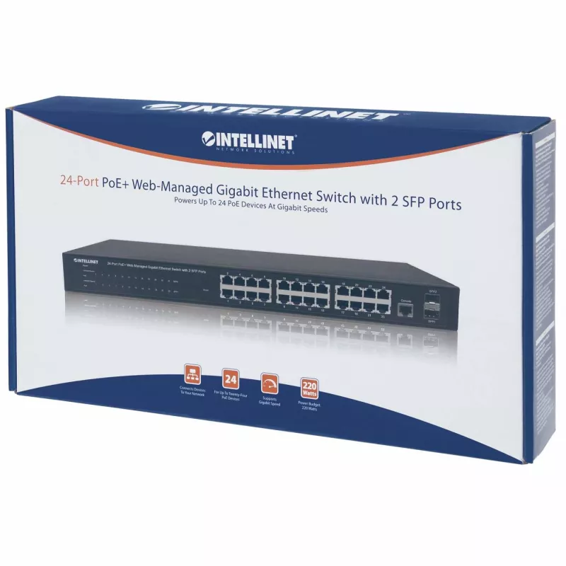Switch gestionado Intellinet 24 puertos Gigabit Ethernet PoE+