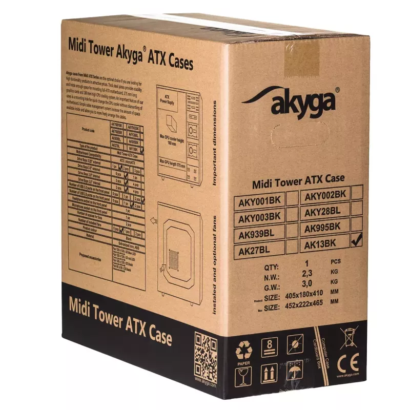 Akyga AK13BK caja Micro Tower, ATX/Micro ATX/Mini ITX, negra