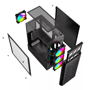 Gembird Fornax 400X caja gaming ARGB para ordenador, negra