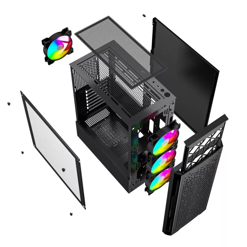 Gembird Fornax 400X caja gaming ARGB para ordenador, negra