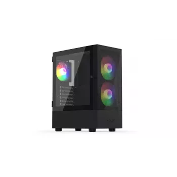 Caja de PC KRUX VAKO KRX0132 ATX negra — cristal templado, RGB, compatible con Mini-ATX, GPU de hasta 31 cm, disipador de CPU de hasta 15,9 cm