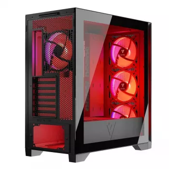 Caja de PC MODECOM VOLCANO EXPANSE S APEX ARGB Midi Tower, cristal templado, USB-C, 3x140mm frontal, compatible con ATX/microATX, GPU de hasta 430mm