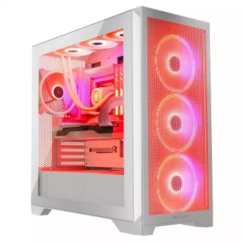 Caja de PC MODECOM VOLCANO EXPANSE S APEX ARGB Midi Tower Blanco — cristal templado, ARGB, compatible con micro ATX, GPU de hasta 430 mm
