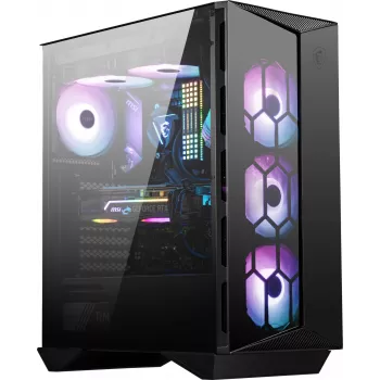 MSI MPG GUNGNIR 110R Caja de ordenador gaming Mid Tower Negra, USB 3.2 Gen2 Type C, 4x ventilador ARGB de 120mm, Mystic Light Sync, placa de control ARGB de 1 a 6, 2x paneles de cristal templado, ATX, mATX, mini-ITX